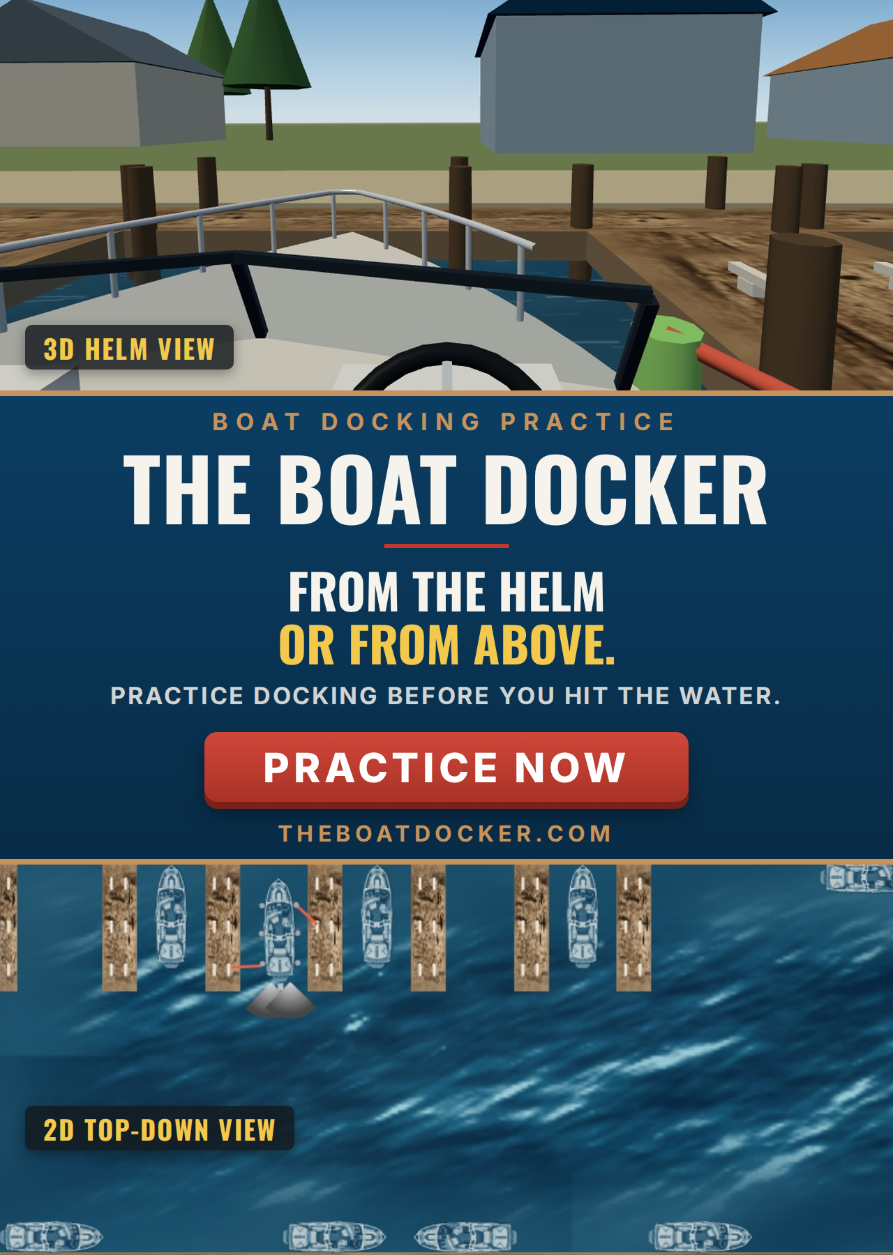 From the makers of The Driver Tester: The Boat Docker &mdash; practice docking before you hit the water. Practice Now.